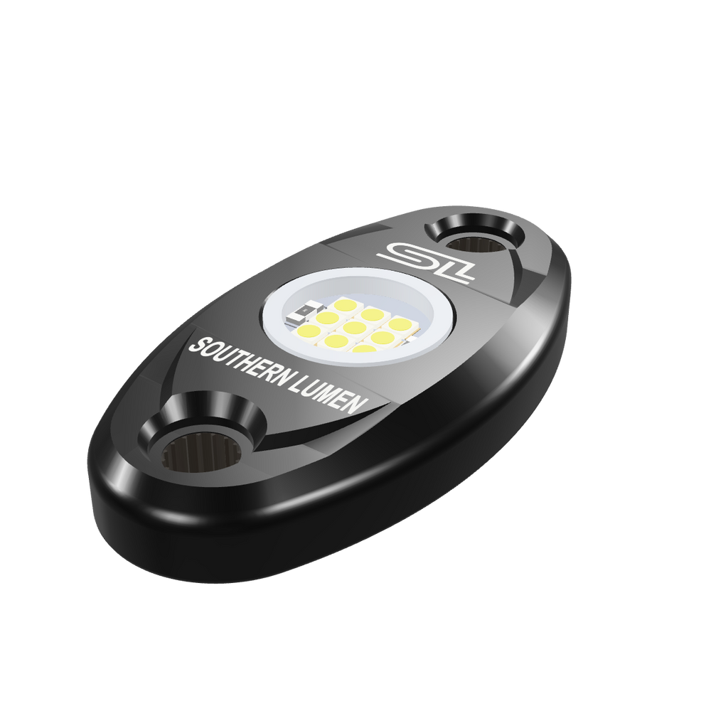 Pure White 9 LED rock light, interactive 3D model with clear lenses