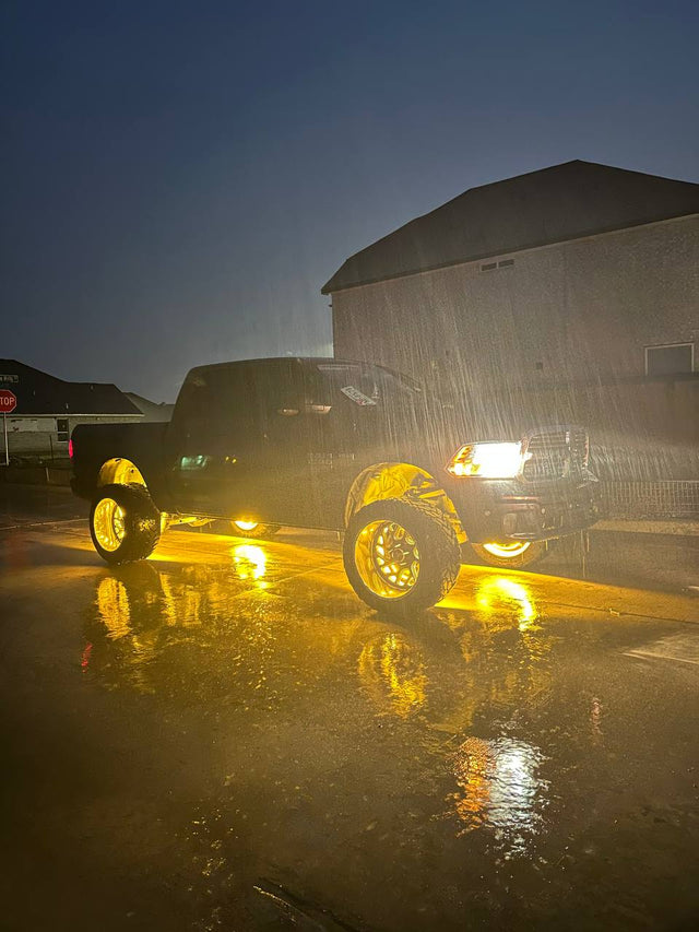 Southern Lumen switchback wheel lights with startup animation feature a sleek sequential flowing sequence for your turn signals and a super bright pure white for your running lights.